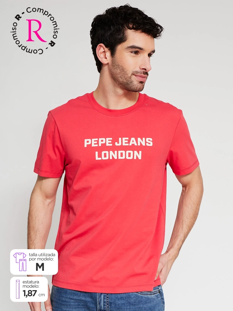 POLERA HOMBRE PEPE JEANS ALGODÓN CUELLO REDONDO MANGA CORTA ESTAMPADA - 1