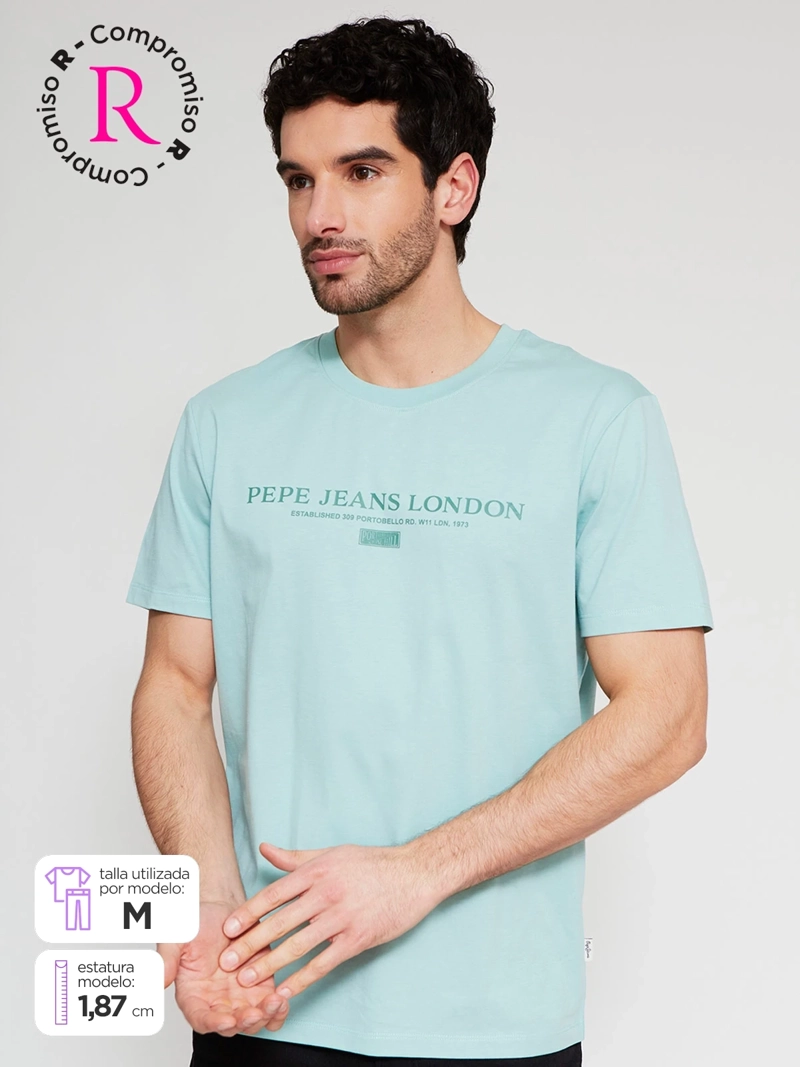 POLERA HOMBRE PEPE JEANS ALGODÓN CUELLO REDONDO MANGA CORTA ESTAMPADA - 1