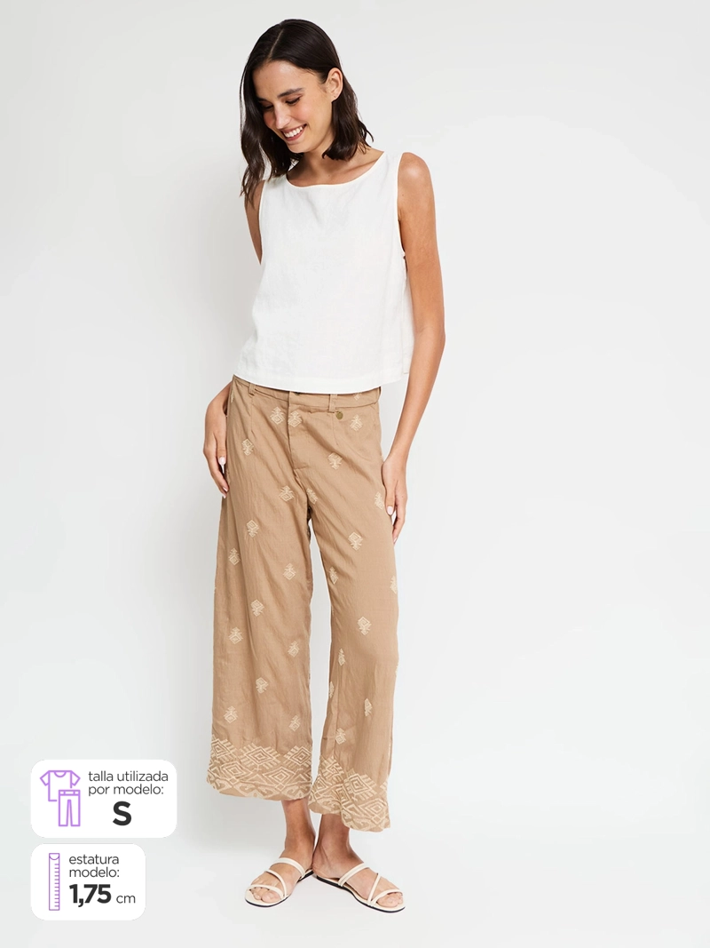 PANTALÓN MUJER AZIZ BORDADO