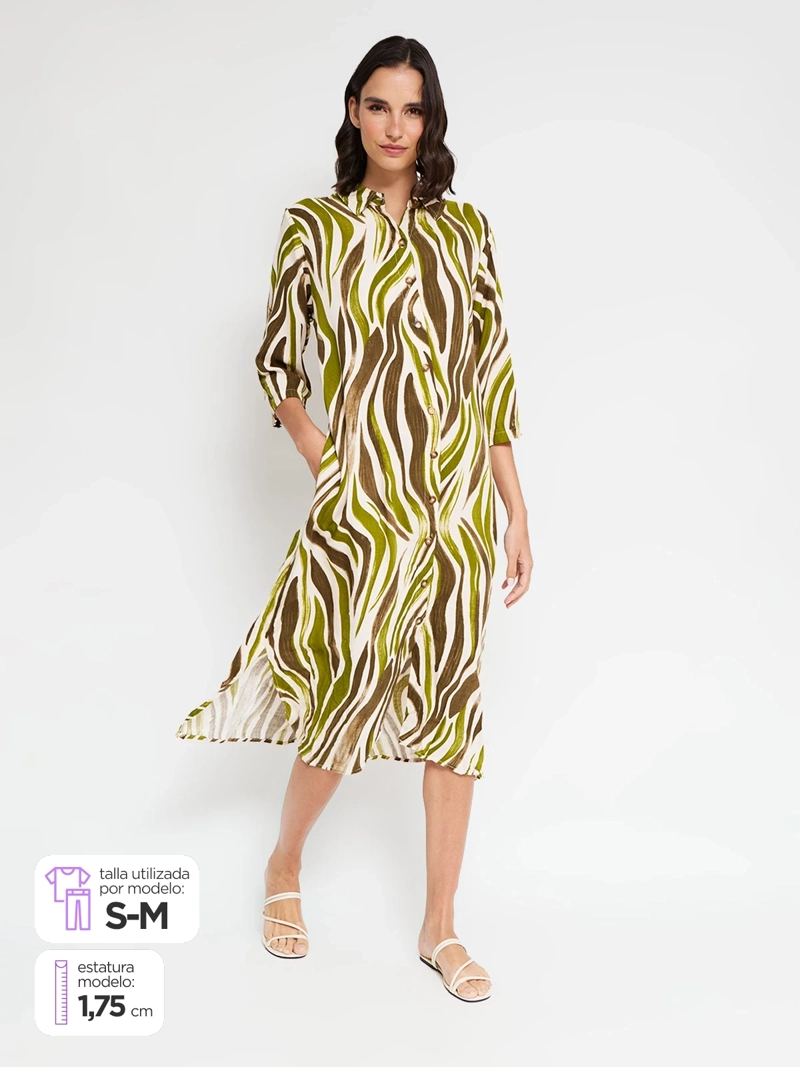 VESTIDO MUJER AZIZ LARGO ESTAMPADO