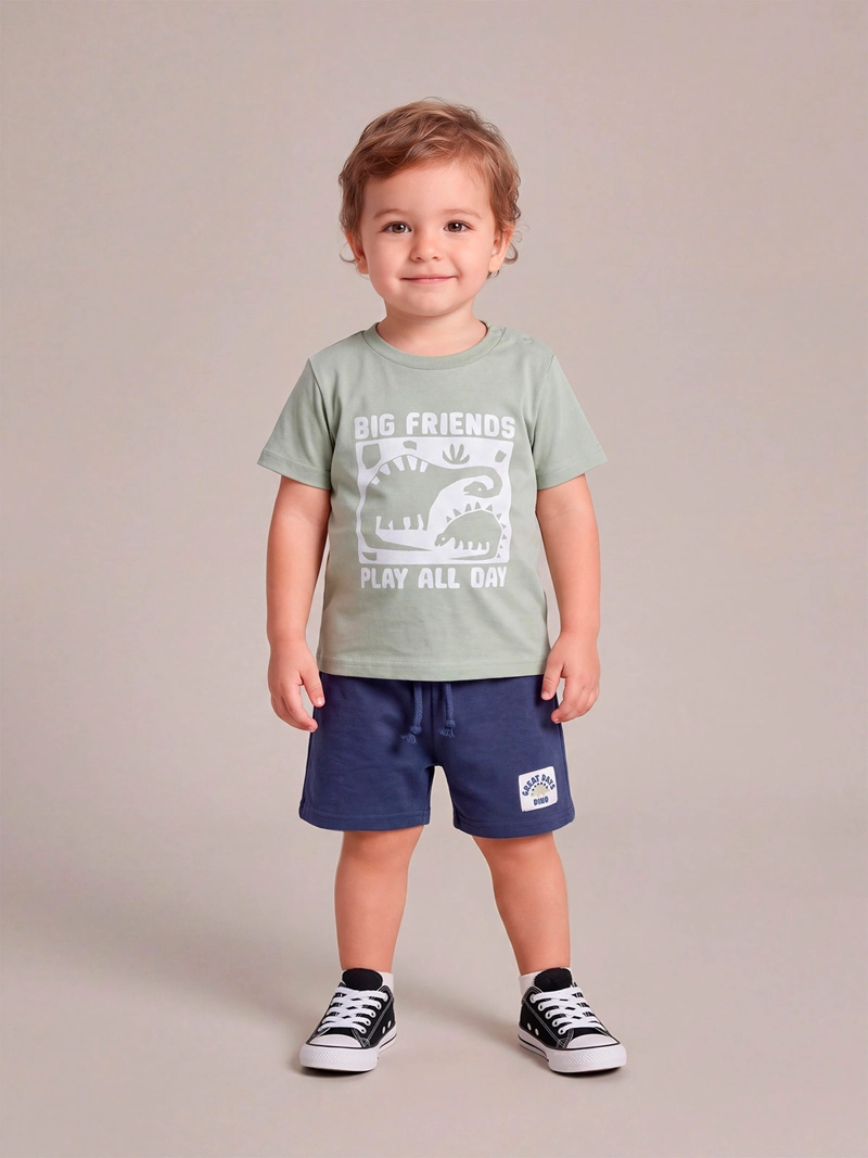 CONJUNTO POLERA + SHORT NIÑO BABY HARVEST ALGODÓN