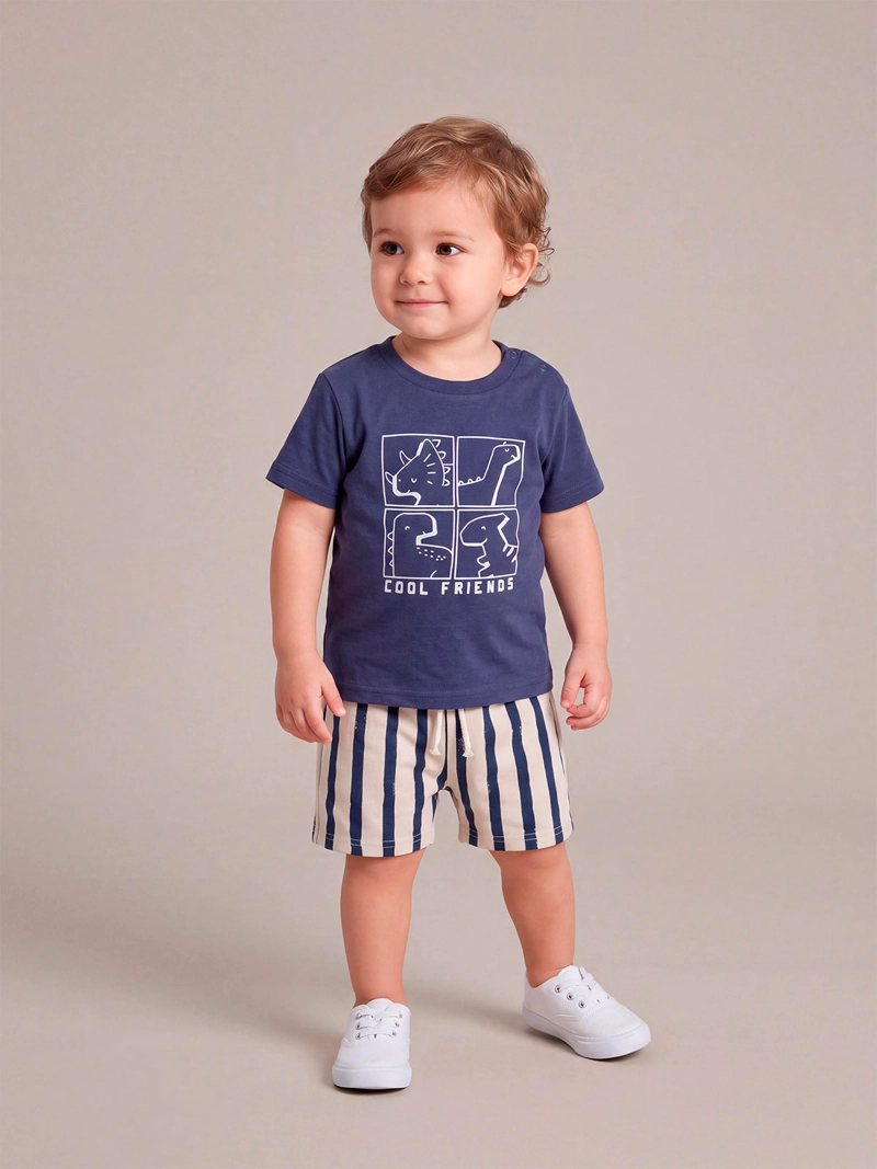 CONJUNTO POLERA + SHORT NIÑO BABY HARVEST ALGODÓN