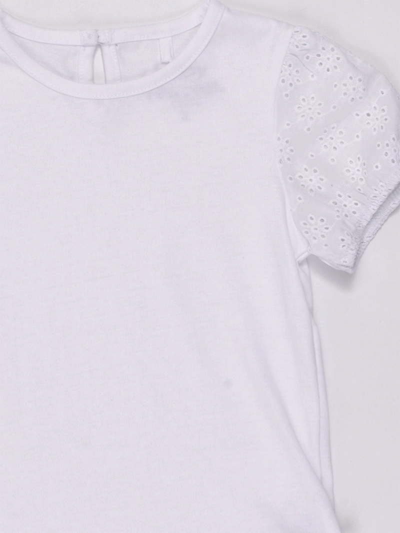 POLERA NIÑA BABY HARVEST MANGA CORTA ALGODÓN BRODERIE  - 3