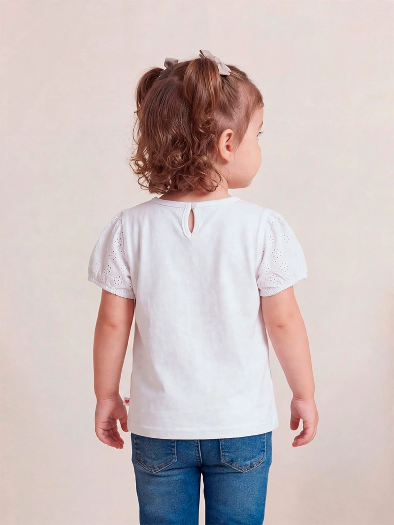 POLERA NIÑA BABY HARVEST MANGA CORTA ALGODÓN BRODERIE  - 2