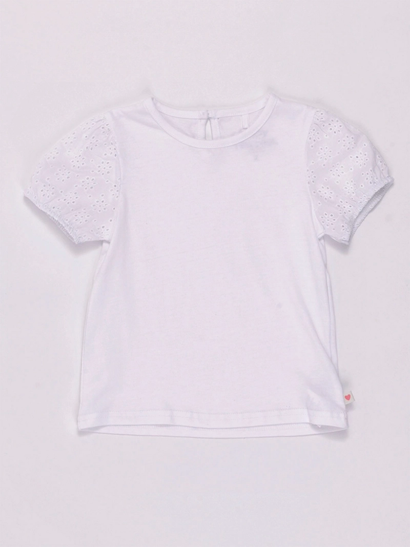 POLERA NIÑA BABY HARVEST MANGA CORTA ALGODÓN BRODERIE  - 3