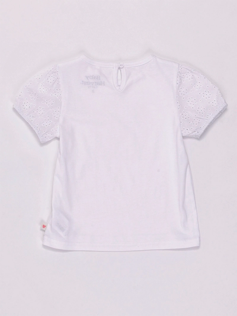POLERA NIÑA BABY HARVEST MANGA CORTA ALGODÓN BRODERIE  - 4