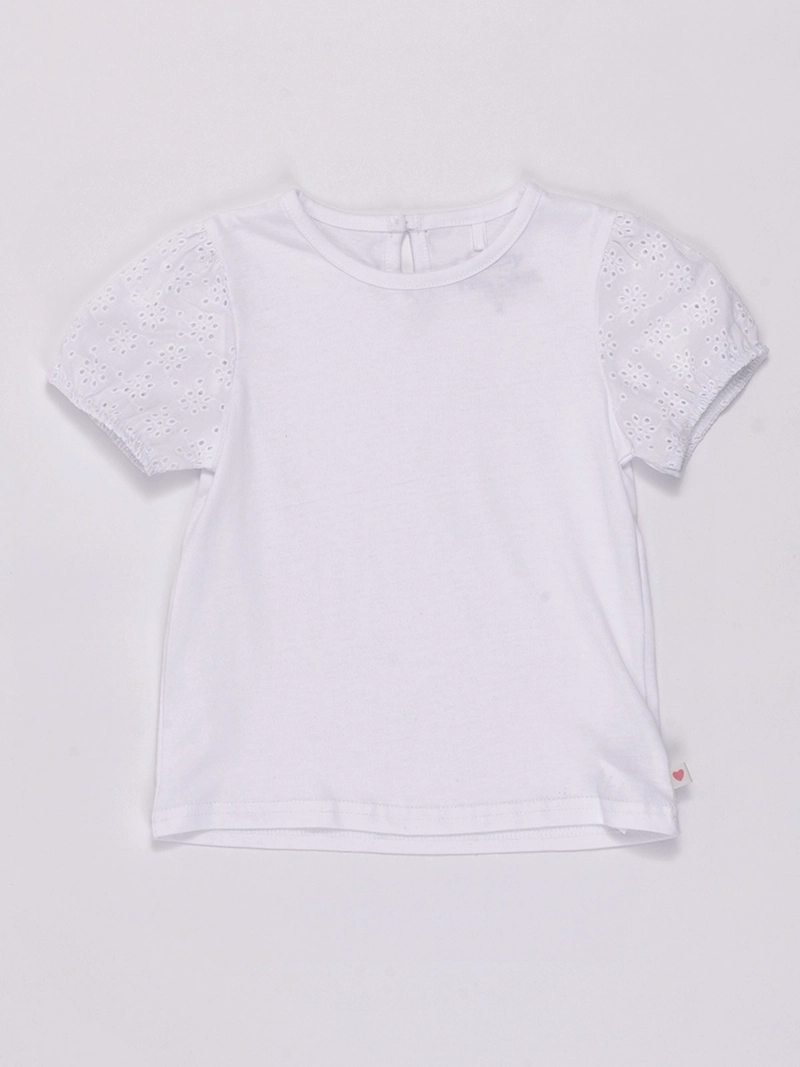POLERA NIÑA BABY HARVEST MANGA CORTA ALGODÓN BRODERIE