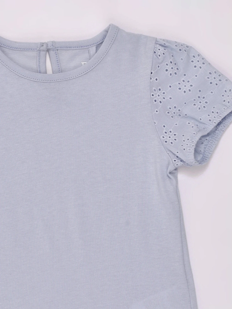 POLERA NIÑA BABY HARVEST MANGA CORTA ALGODÓN BRODERIE  - 3