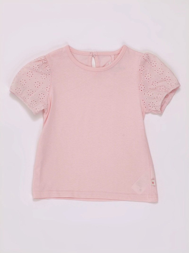 POLERA NIÑA BABY HARVEST MANGA CORTA ALGODÓN BRODERIE