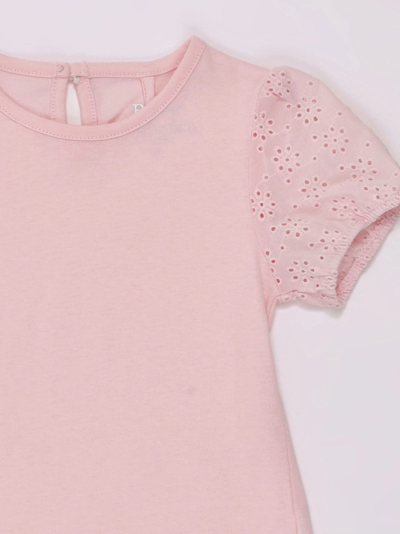 POLERA NIÑA BABY HARVEST MANGA CORTA ALGODÓN BRODERIE  - 3