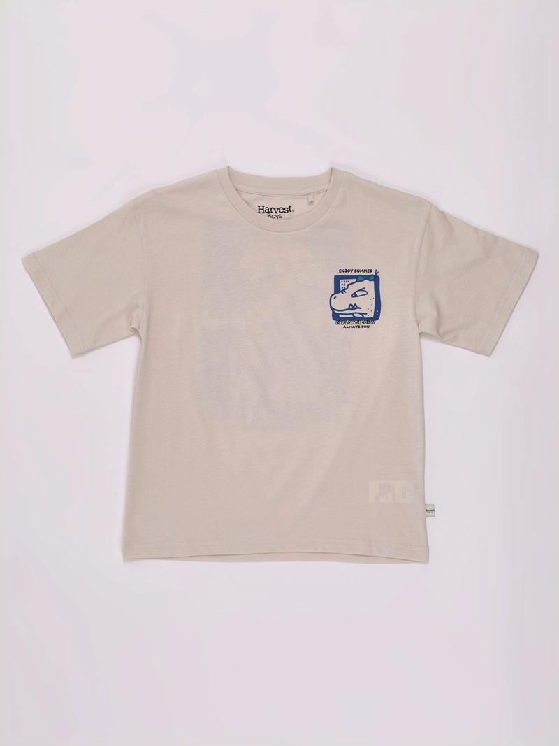 POLERA NIÑO HARVEST MANGA CORTA ALGODÓN PRINT ESPALDA