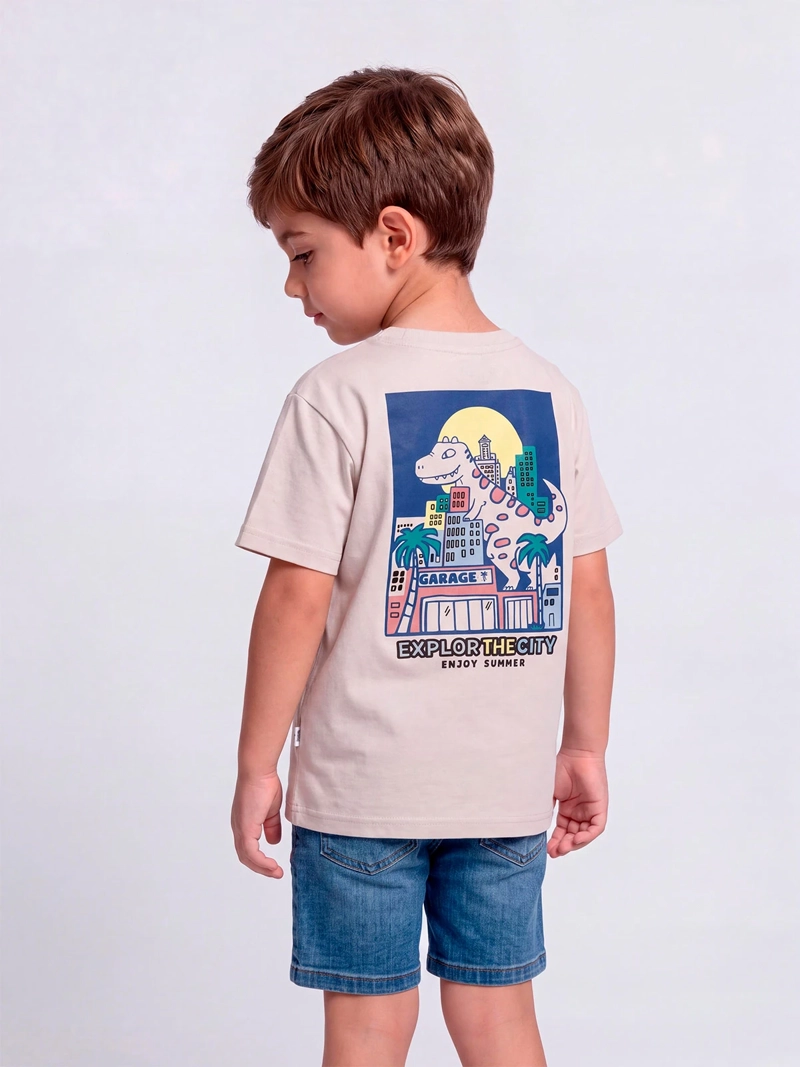 POLERA NIÑO HARVEST MANGA CORTA ALGODÓN PRINT ESPALDA - 2