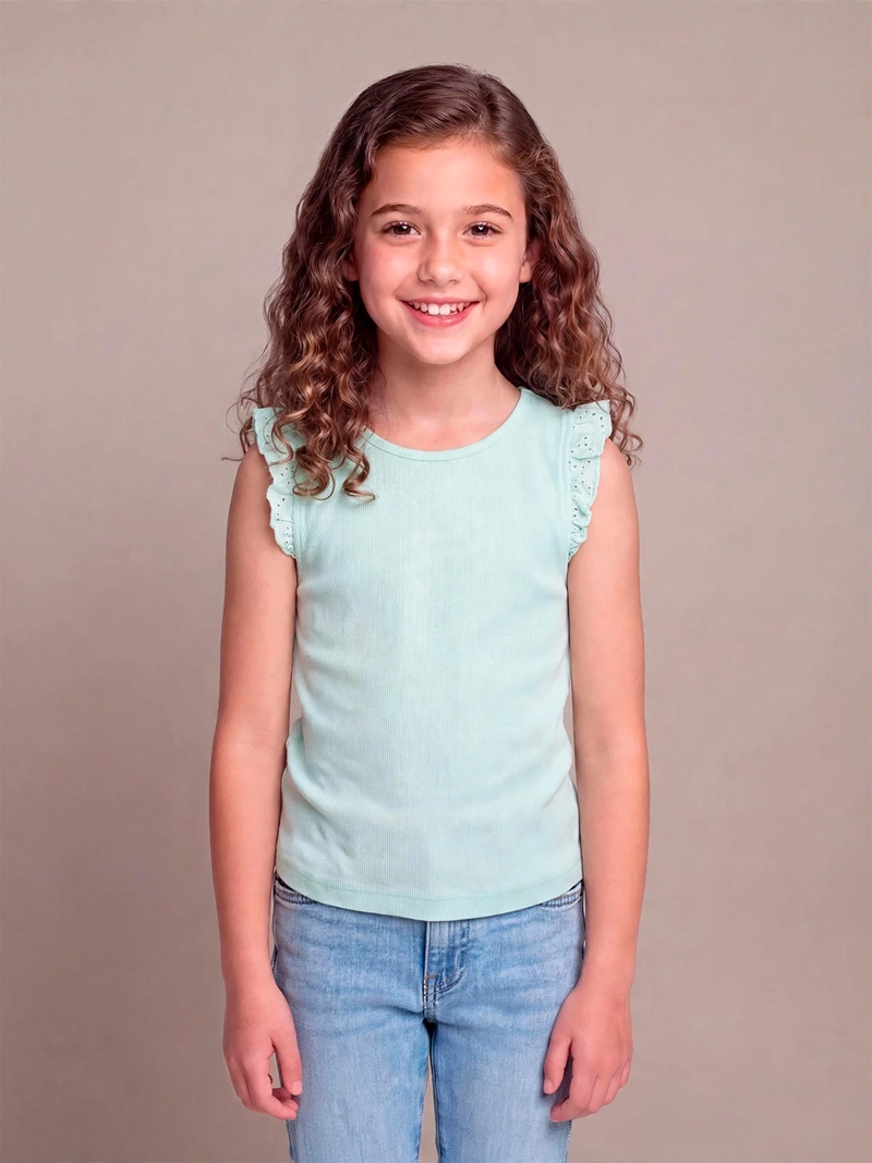 POLERA NIÑA HARVEST ALGODÓN SIN MANGAS RIB