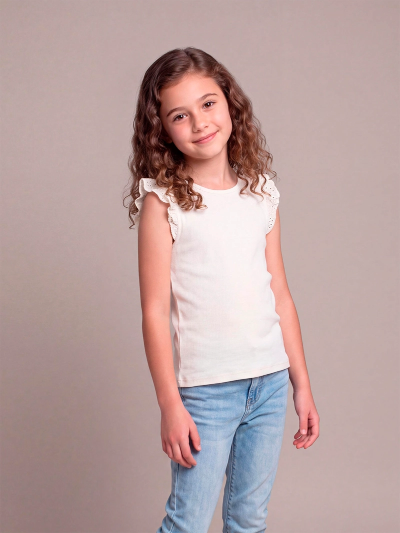 POLERA NIÑA HARVEST ALGODÓN SIN MANGAS RIB