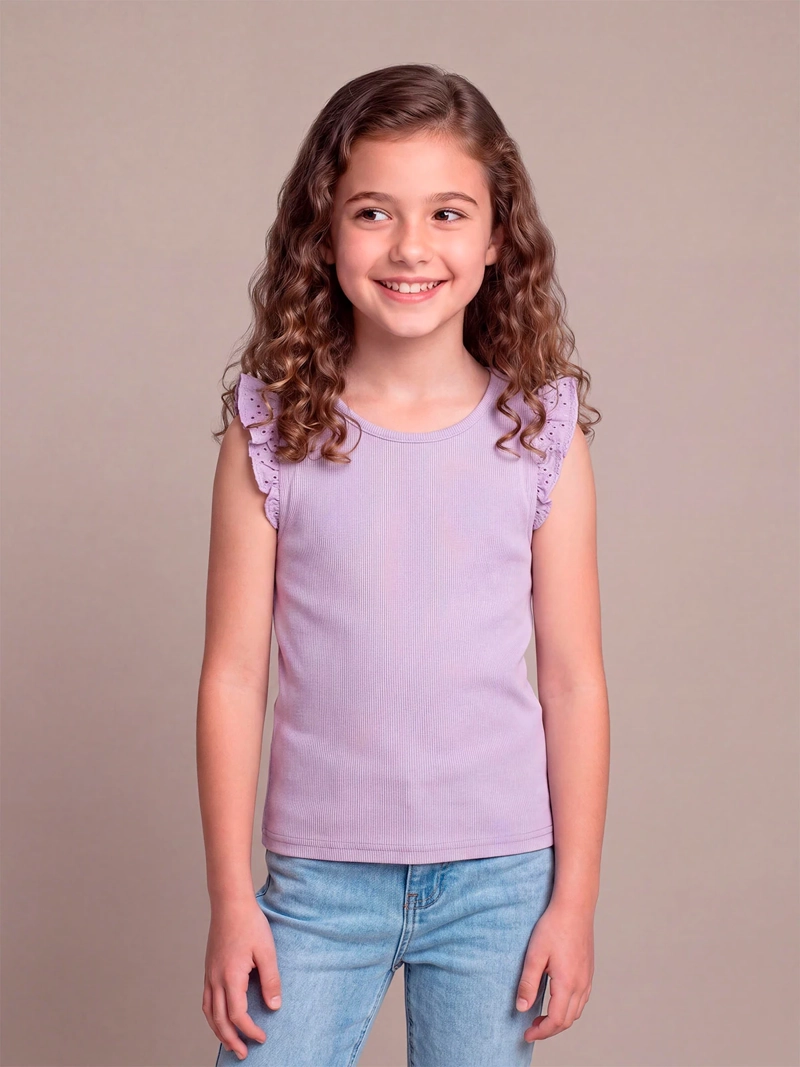 POLERA NIÑA HARVEST ALGODÓN SIN MANGAS RIB