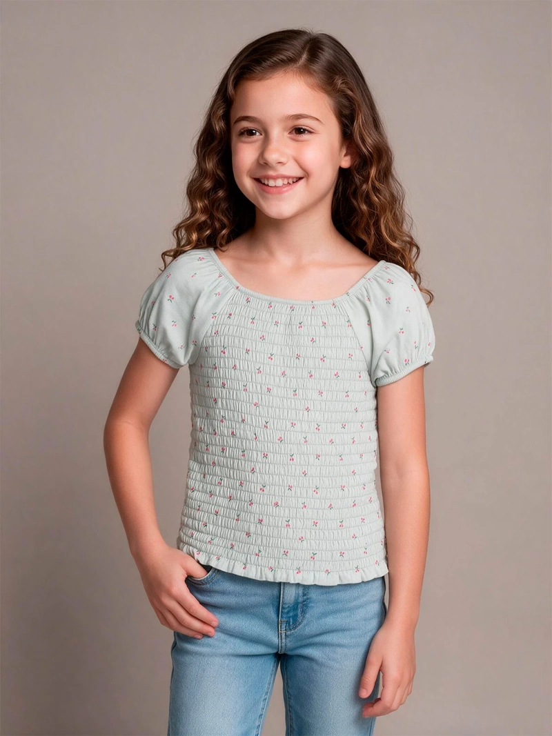 POLERA NIÑA HARVEST ALGODÓN MANGA CORTA PANAL