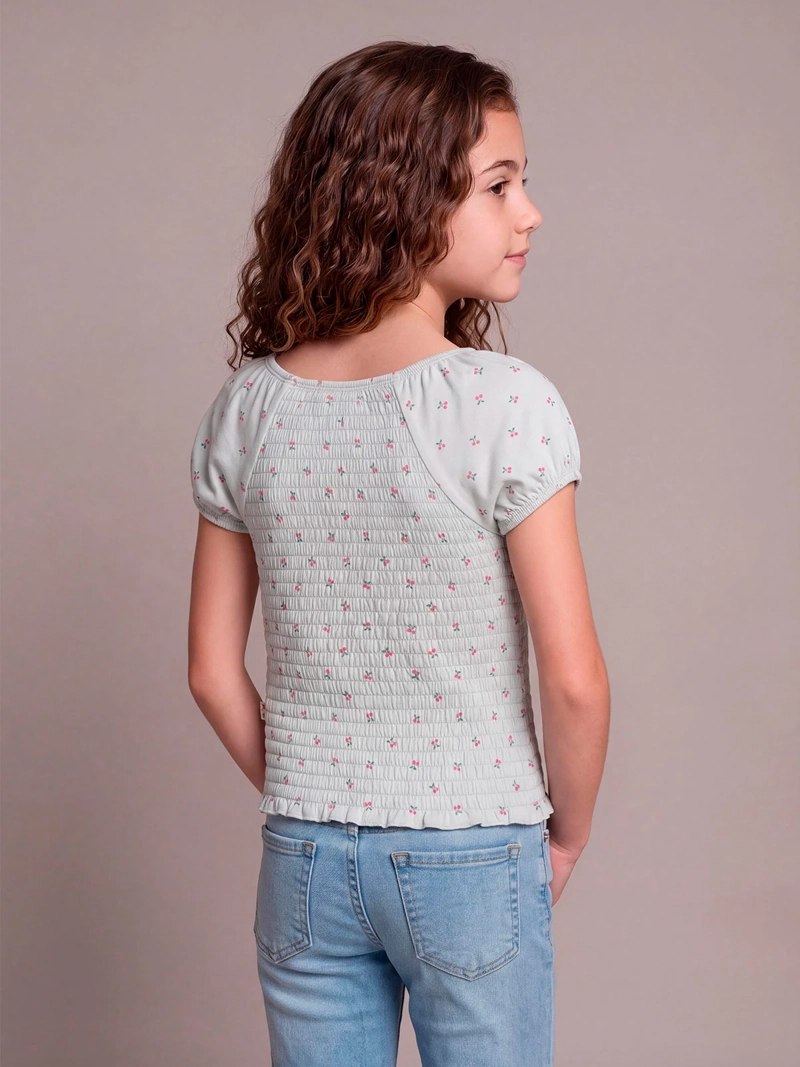 POLERA NIÑA HARVEST ALGODÓN MANGA CORTA PANAL - 2