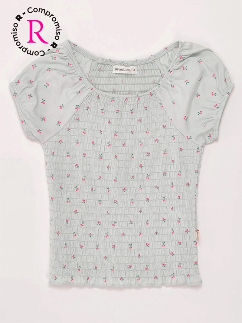 POLERA NIÑA HARVEST ALGODÓN MANGA CORTA PANAL - 3