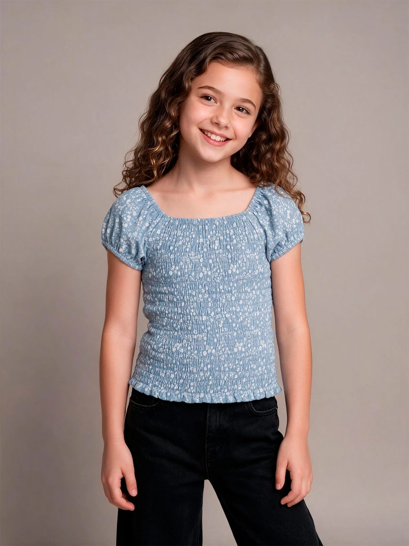 POLERA NIÑA HARVEST ALGODÓN MANGA CORTA PANAL