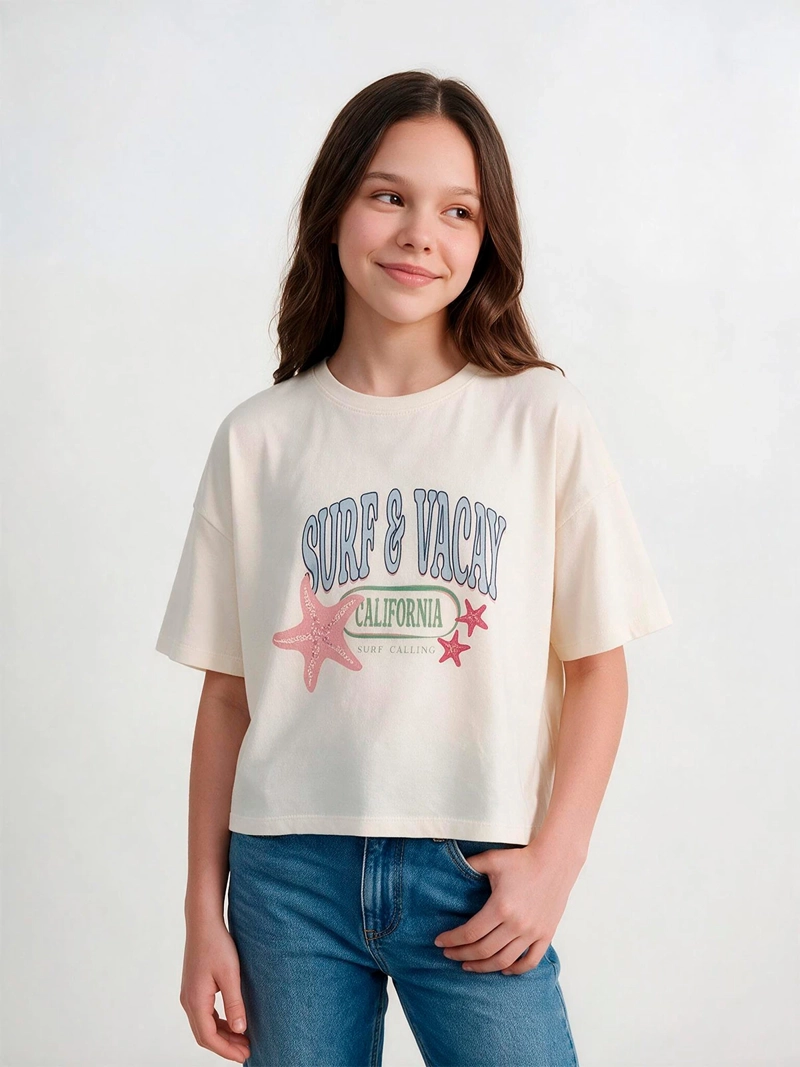 POLERA NIÑA INDEX TEEN ALGODÓN MANGA CORTA LENTEJUELAS - 1