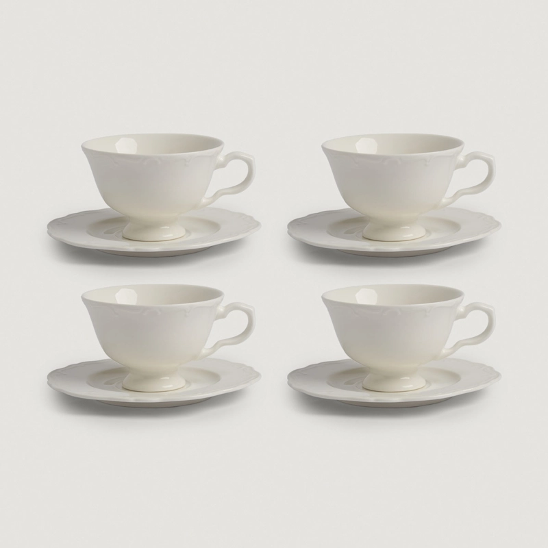 SET X4 TAZAS RIPLEY HOME CLASSIC COLLECTION CON PLATO BLANCO - 2