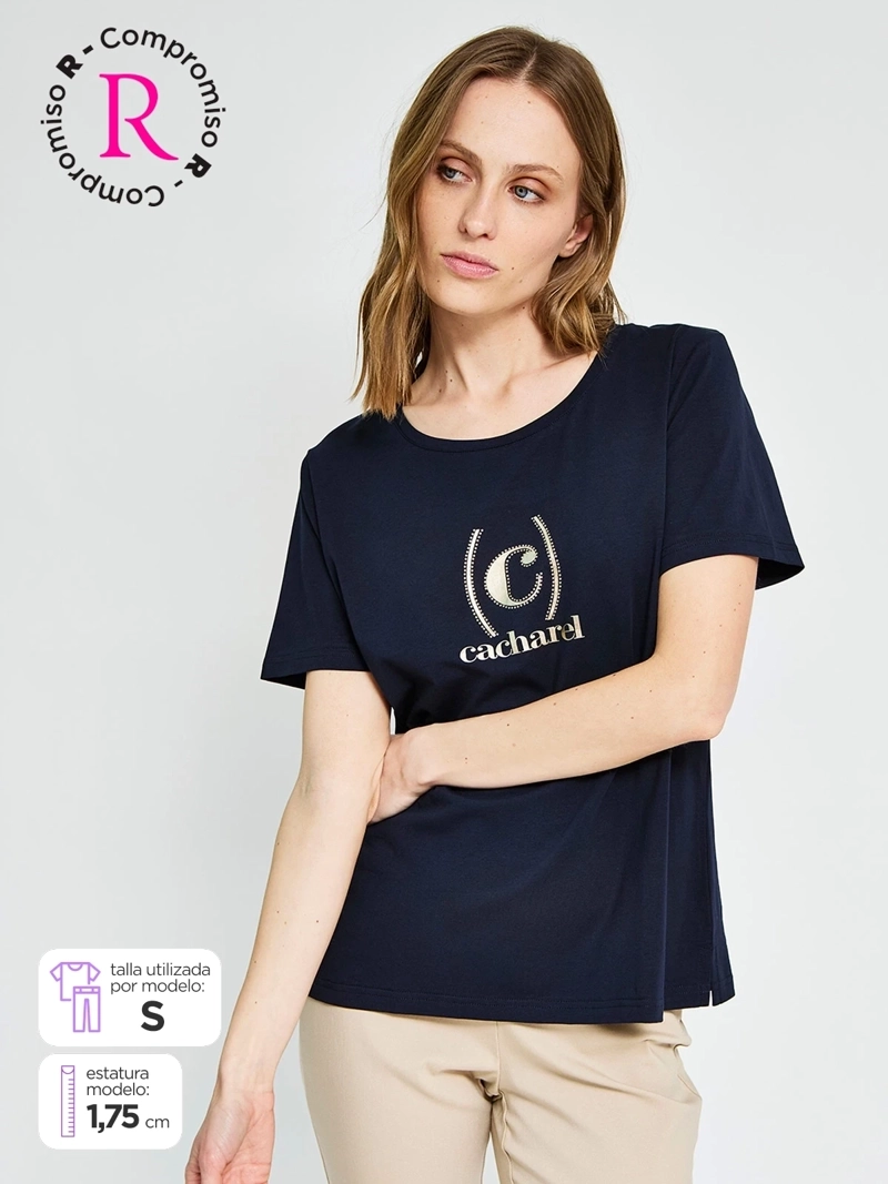 POLERA MUJER CACHAREL ALGODÓN MANGA CORTA