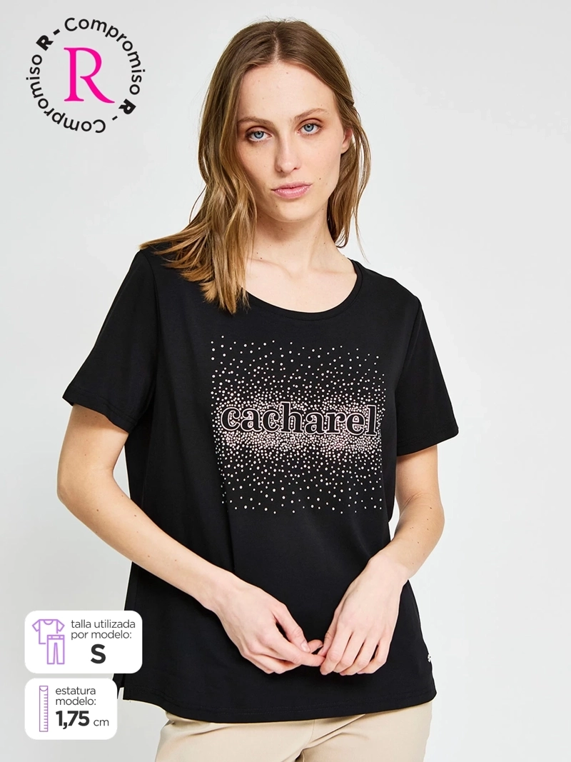 POLERA MUJER CACHAREL ALGODÓN MANGA CORTA