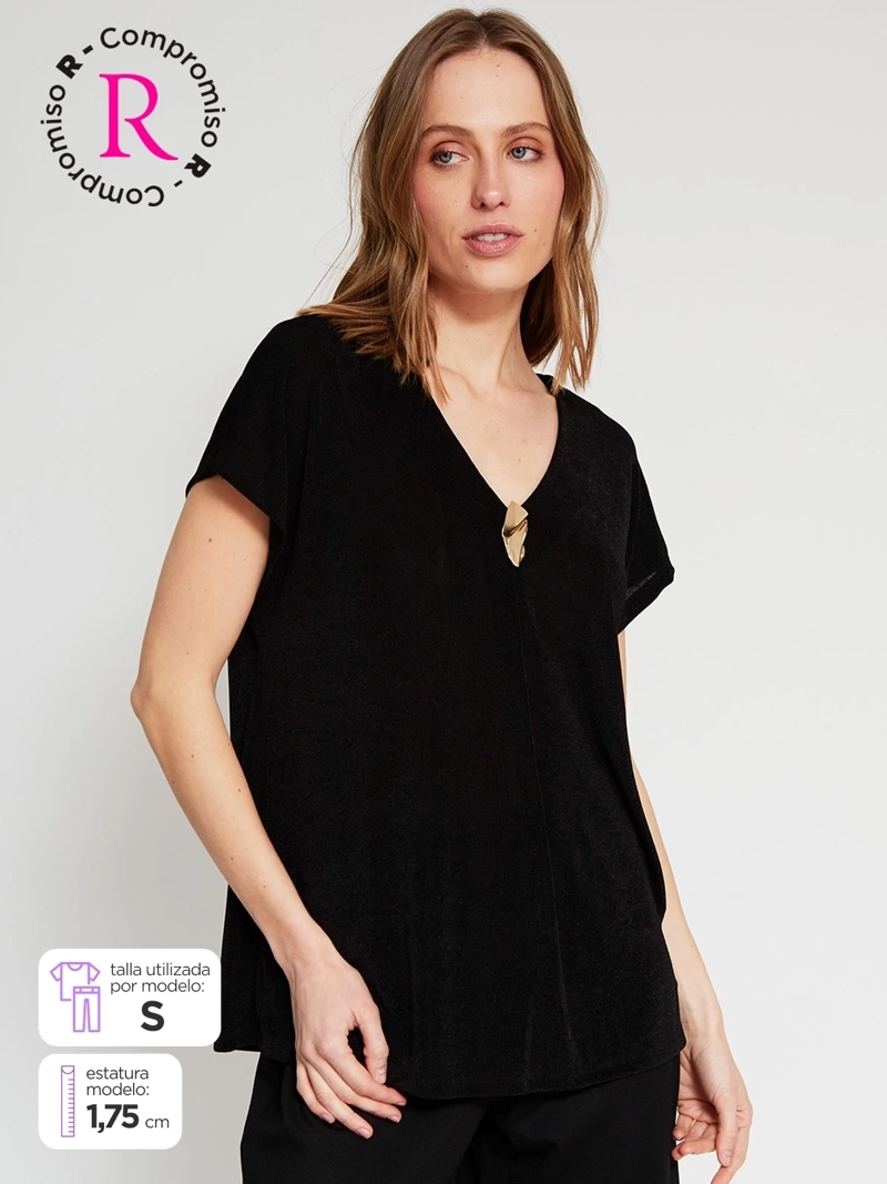 POLERA MUJER CACHAREL MANGA CORTA TEXTURADA