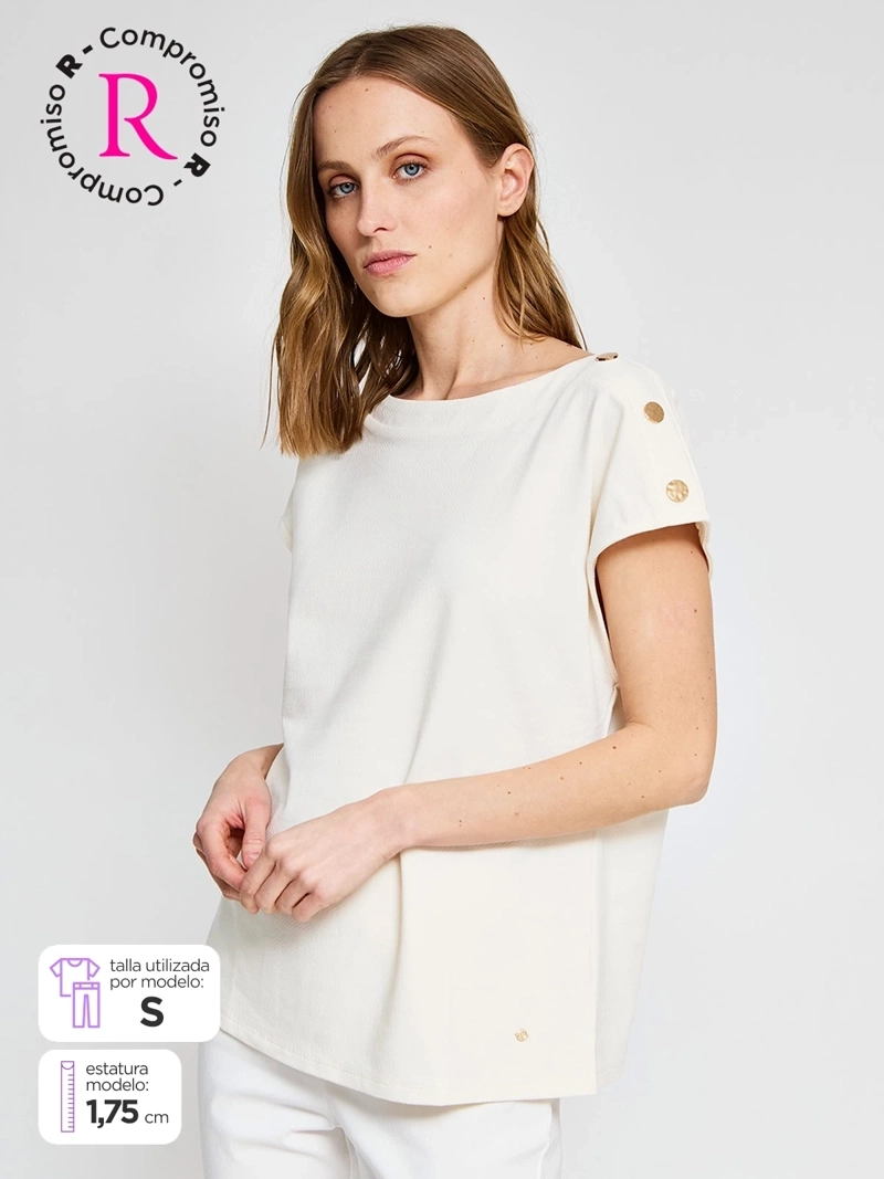 POLERA MUJER CACHAREL ALGODÓN MANGA CORTA