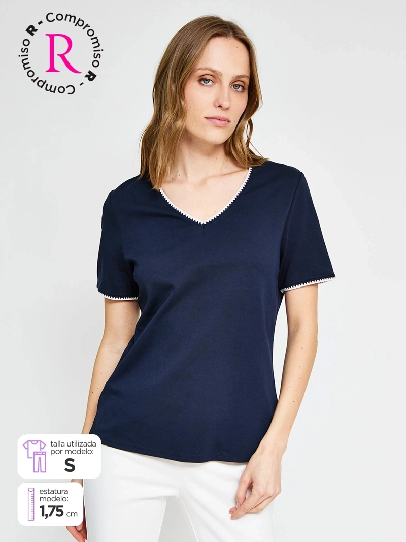 POLERA MUJER CACHAREL ALGODÓN MANGA CORTA