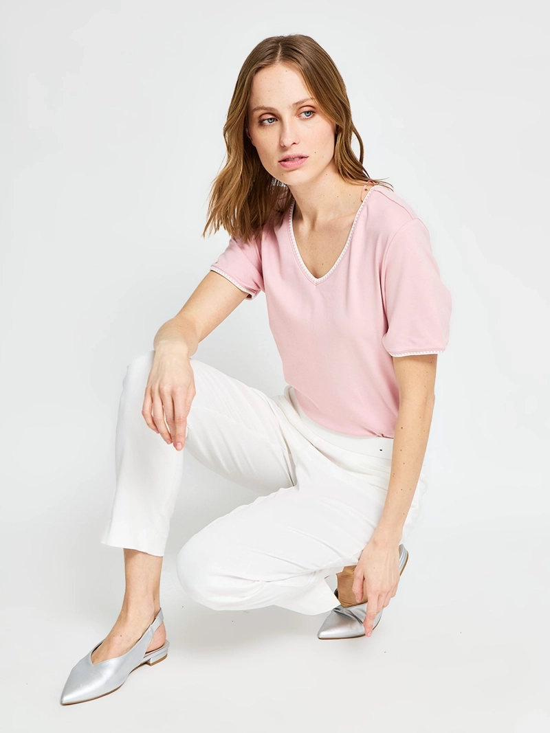 POLERA MUJER CACHAREL ALGODÓN MANGA CORTA - 4