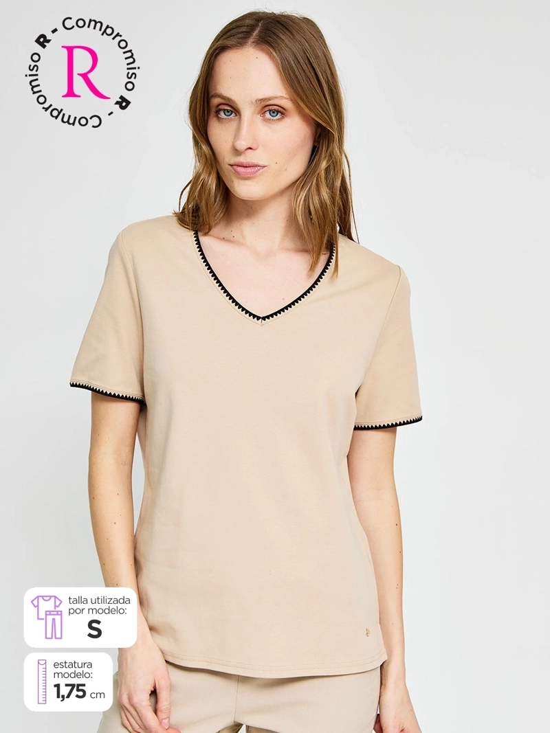 POLERA MUJER CACHAREL ALGODÓN MANGA CORTA