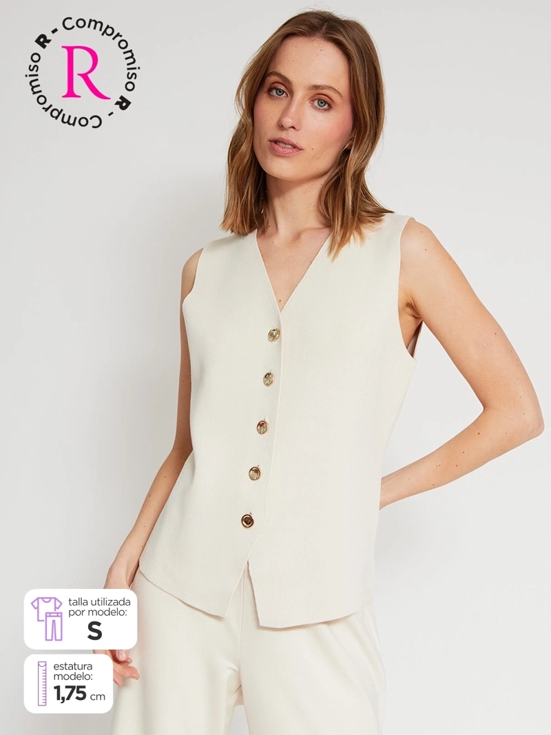 SWEATER MUJER CACHAREL SIN MANGAS BOTONES