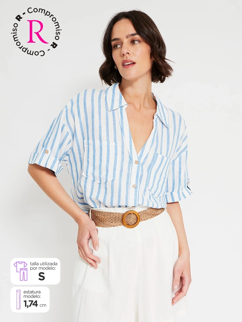 BLUSA MUJER MARQUIS LINO MANGA CORTA