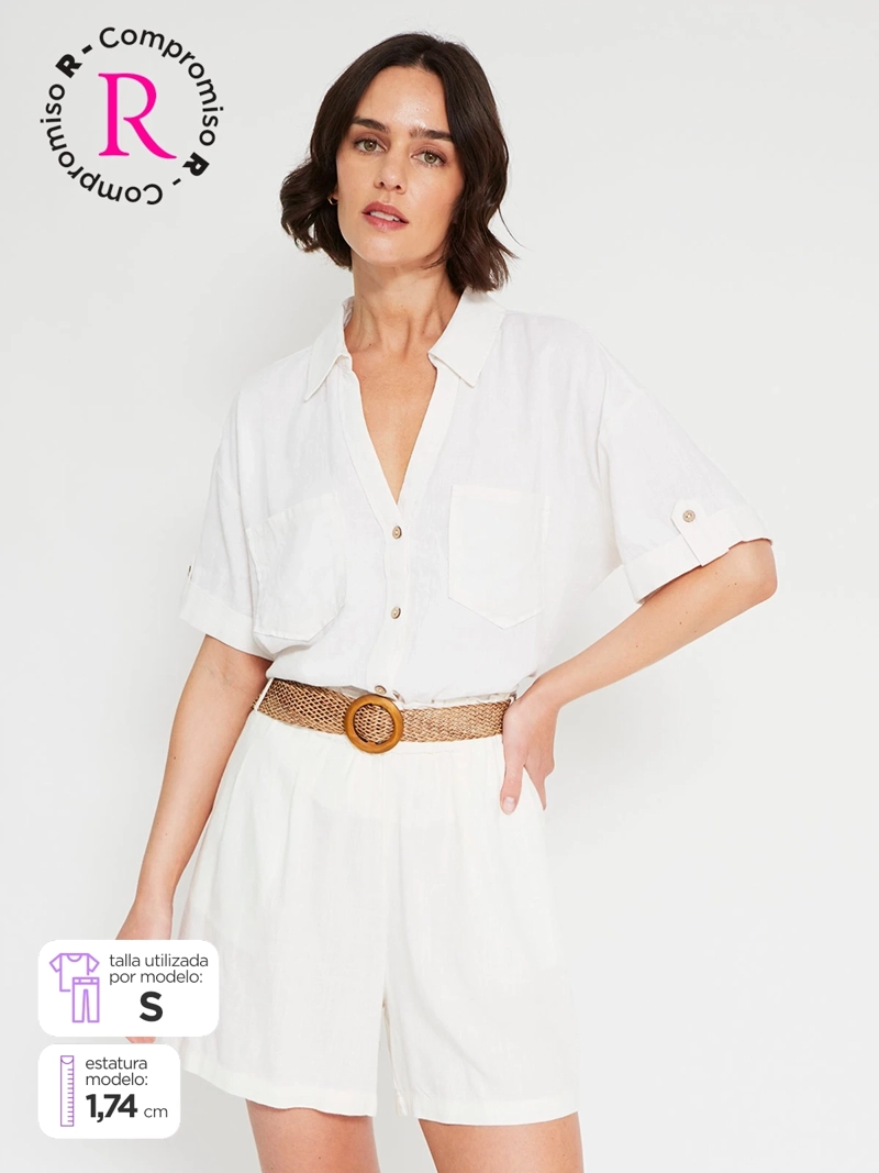BLUSA MUJER MARQUIS LINO MANGA CORTA