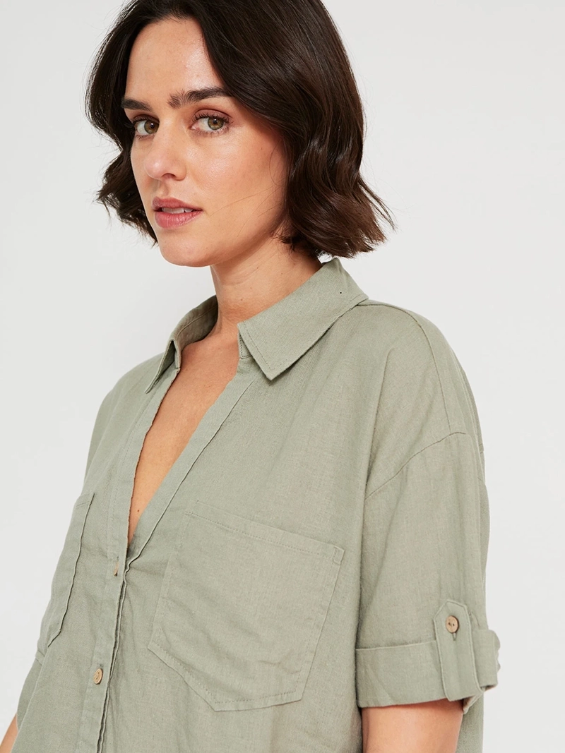 BLUSA MUJER MARQUIS LINO MANGA CORTA - 3