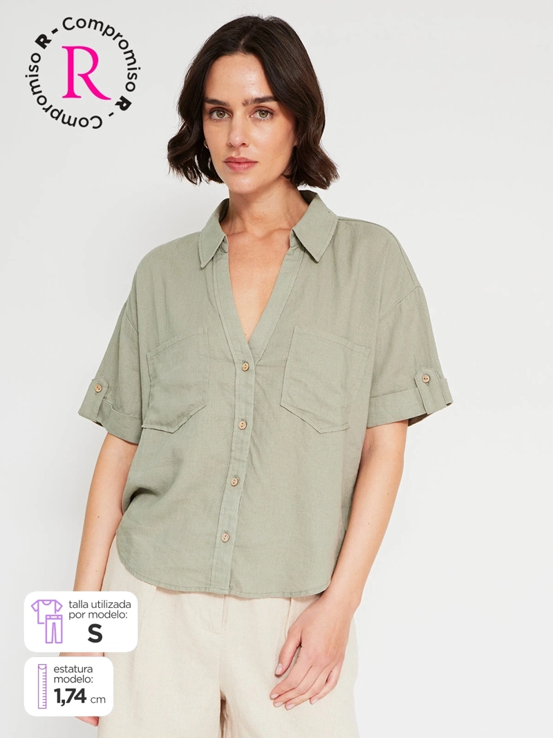 BLUSA MUJER MARQUIS LINO MANGA CORTA