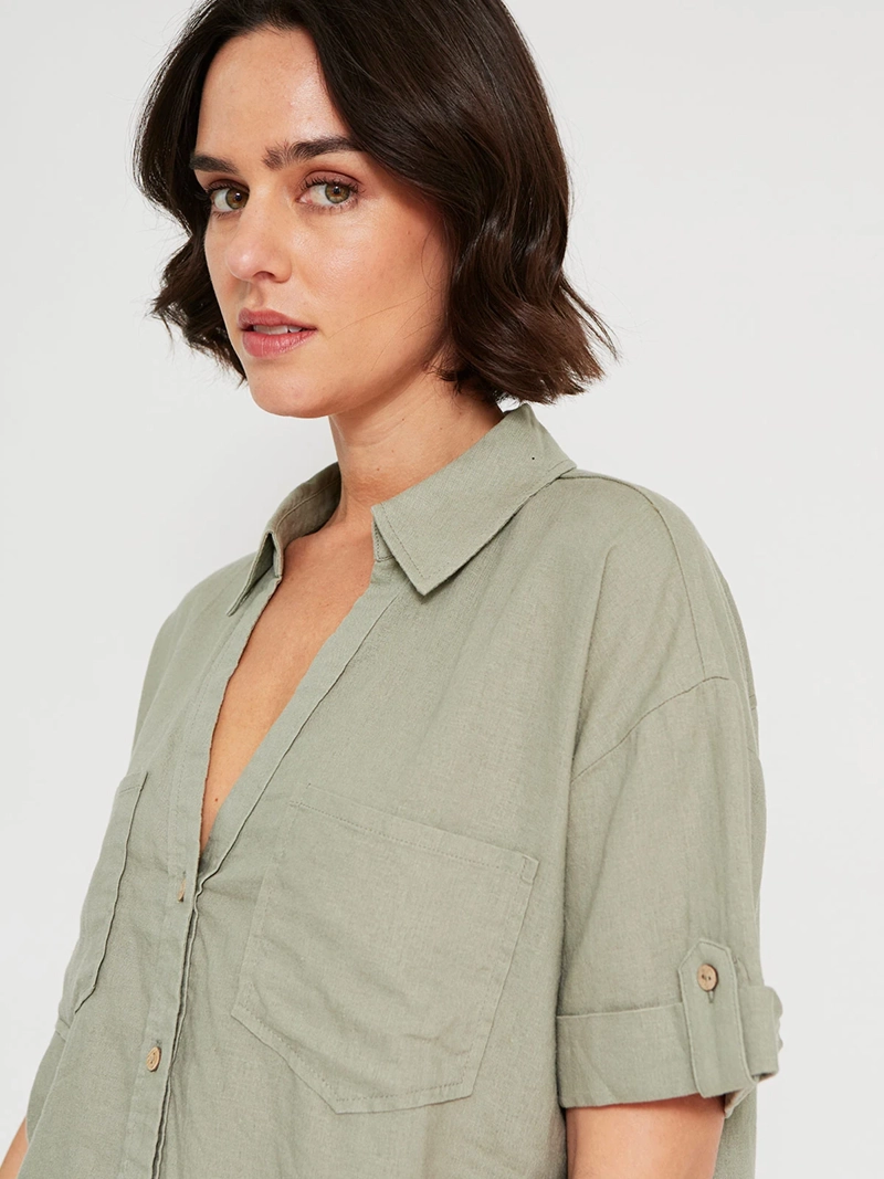 BLUSA MUJER MARQUIS LINO MANGA CORTA - 3