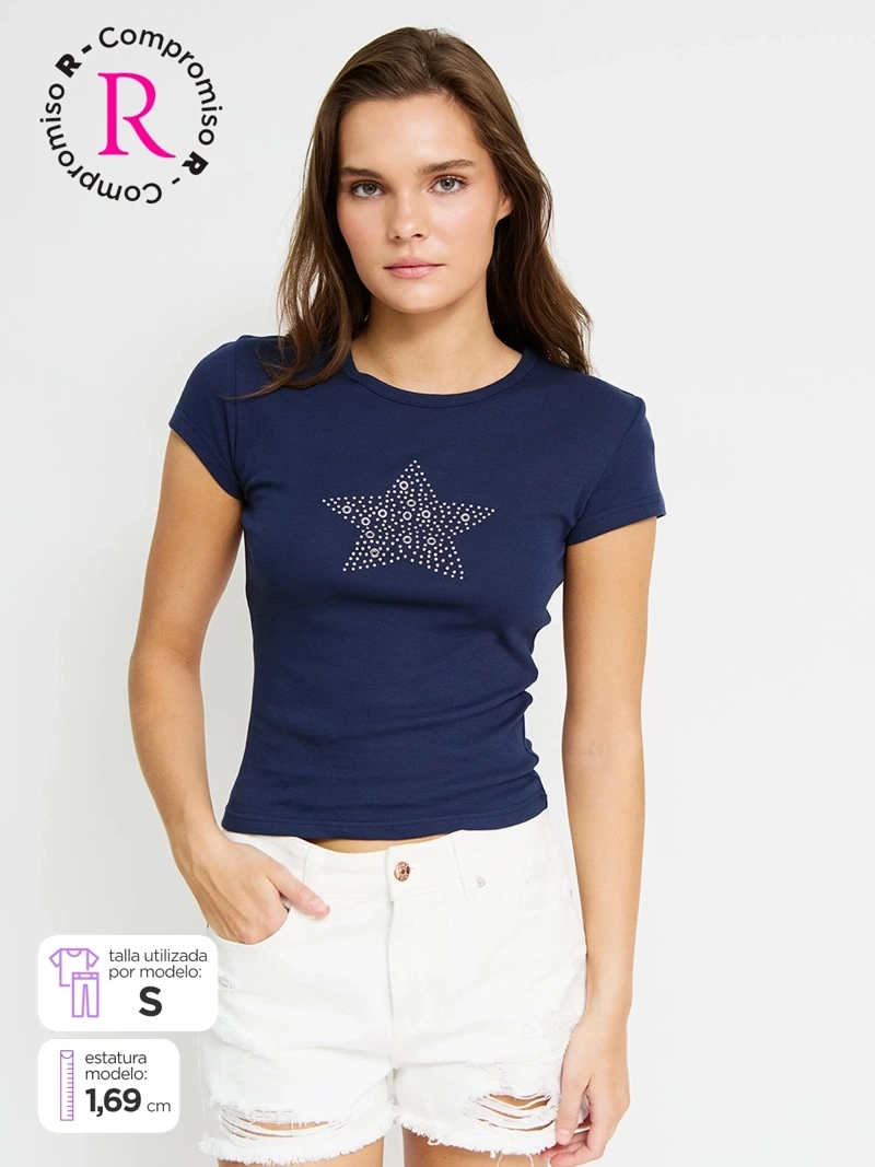 POLERA MUJER INDEX ALGODÓN MANGA CORTA GRÁFICA