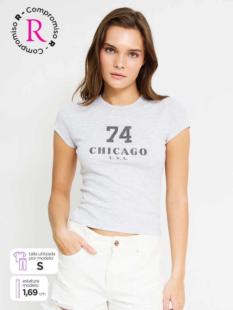 POLERA MUJER INDEX ALGODÓN MANGA CORTA GRÁFICA - 1