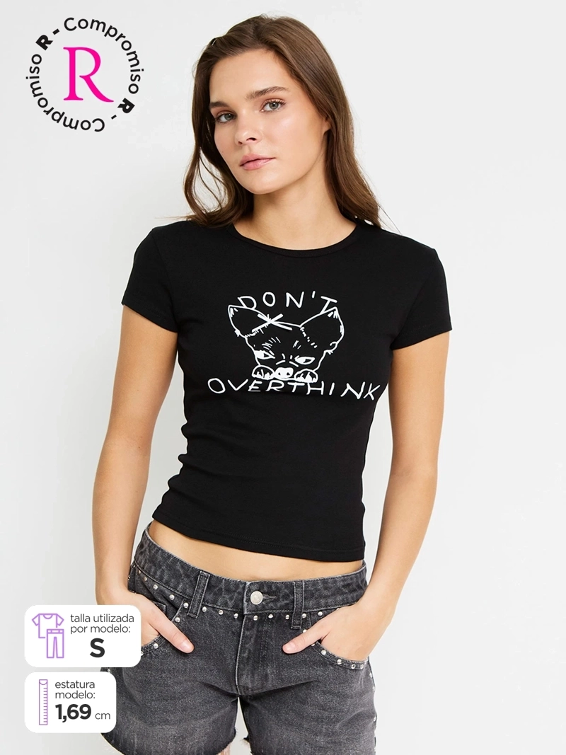 POLERA MUJER INDEX ALGODÓN MANGA CORTA GRÁFICA
