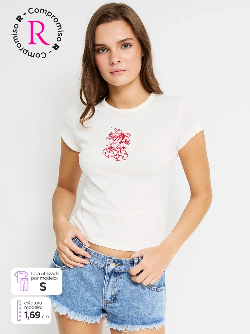 POLERA MUJER INDEX ALGODÓN MANGA CORTA GRÁFICA