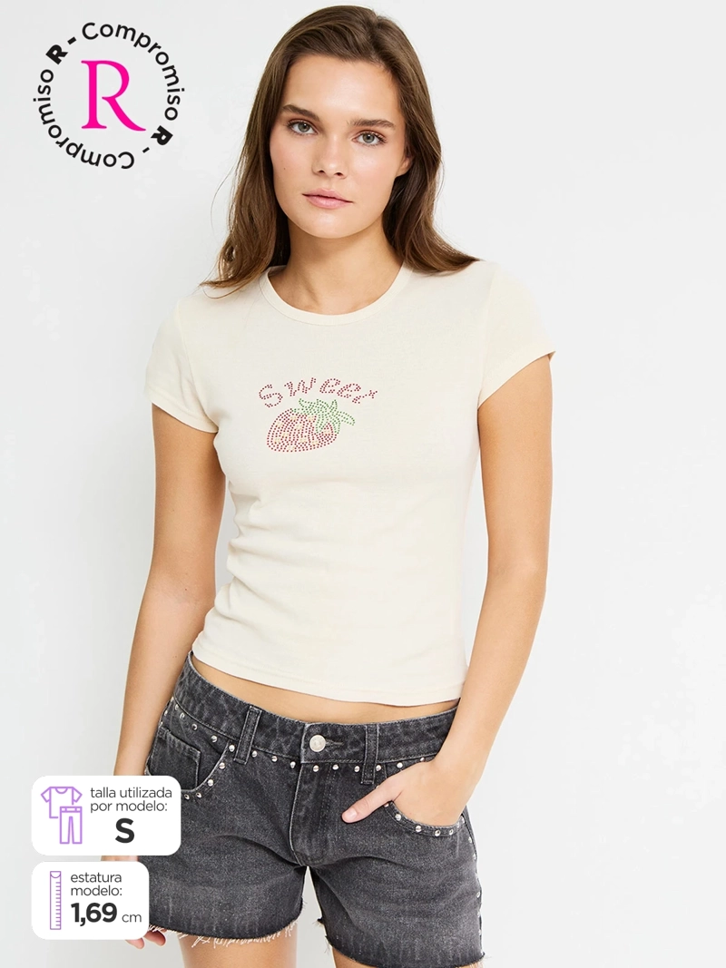 POLERA MUJER INDEX ALGODÓN MANGA CORTA GRÁFICA