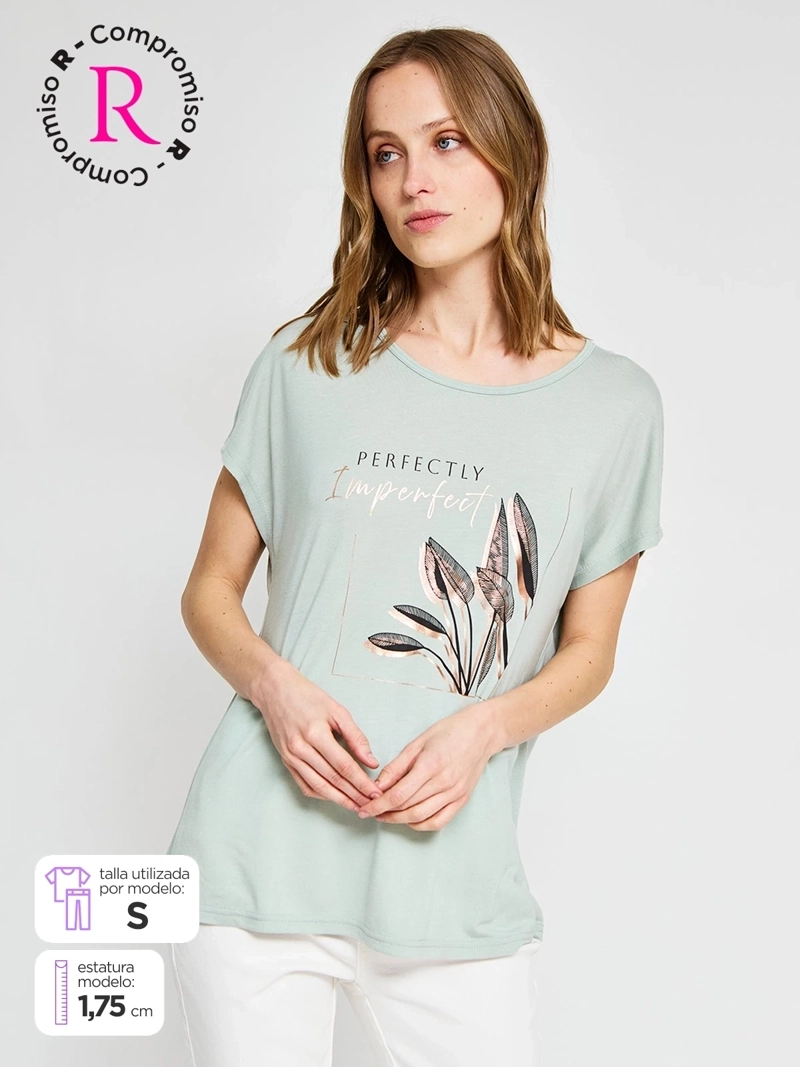 POLERA MUJER AZIZ MANGA CORTA ESTAMPADA