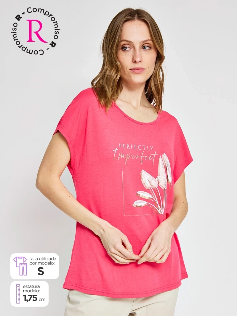 POLERA MUJER AZIZ MANGA CORTA ESTAMPADA