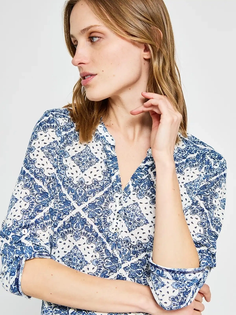 POLERA MUJER AZIZ MANGA 3/4 ESTAMPADA BÁSICA - 3