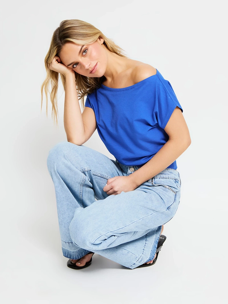 POLERA MUJER INDEX ALGODÓN MANGA CORTA ASIMÉTRICA - 4