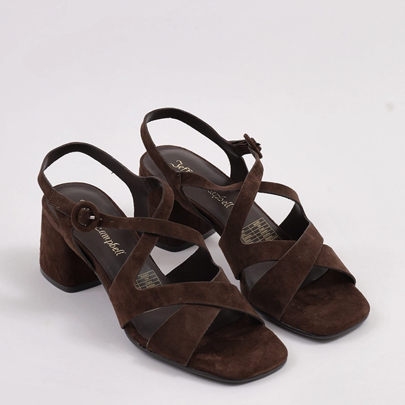SANDALIAS MUJER JEFFREY CAMPBELL CAFÉ RAYET CUERO - 5