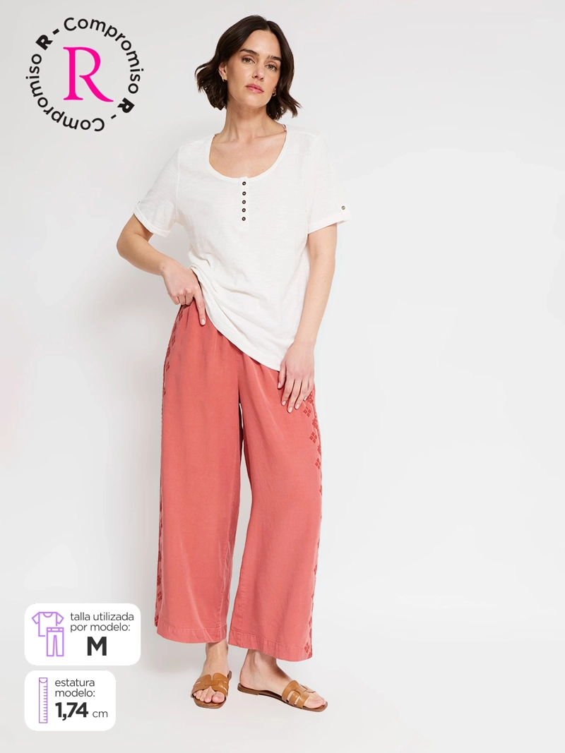 PANTALÓN MUJER AZIZ REGULAR DENIM BORDADO
