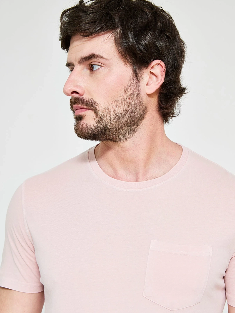 POLERA HOMBRE CACHAREL ALGODÓN CUELLO REDONDO MANGA CORTA LAVADA - 3